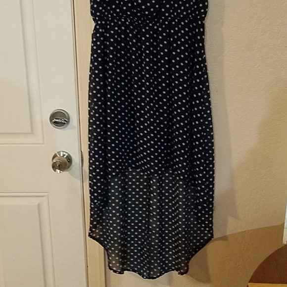 Lucid Pink Navy W/White Polka Dots High Low Dress - Picture 2 of 6